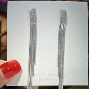Fancy Women’s fashion pierced earrings, tassel alloy rhinestones drop earrings